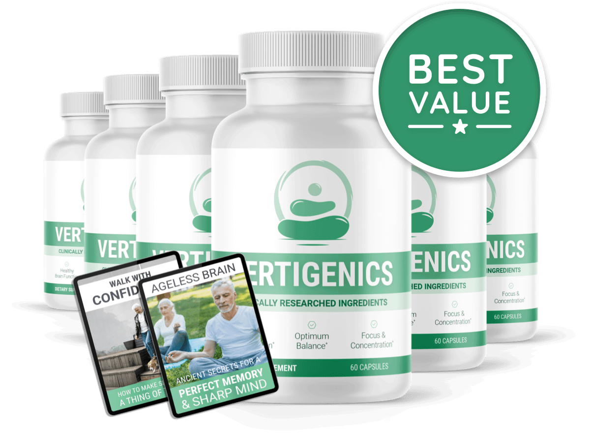 Vertigenics six bottle pack balance and brain supplement
